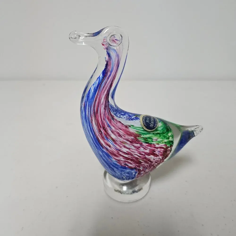 Arte Murano Lavorazione Bird~Controled Bubble Multicolored Art Glass-Italy